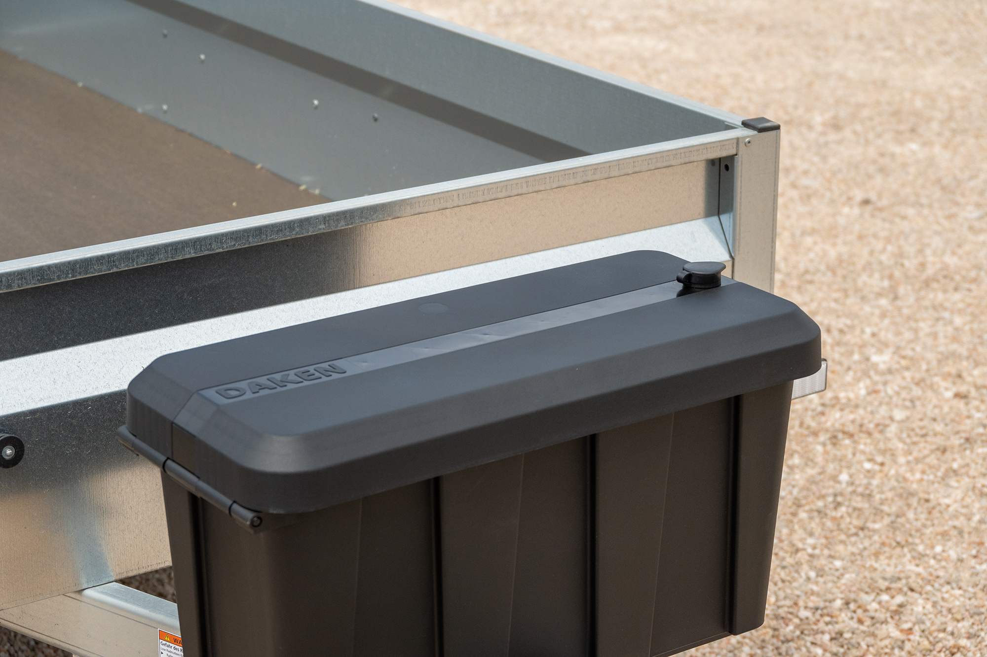 Blackit Lite - Toolbox installed on a small trailer, chest mounting