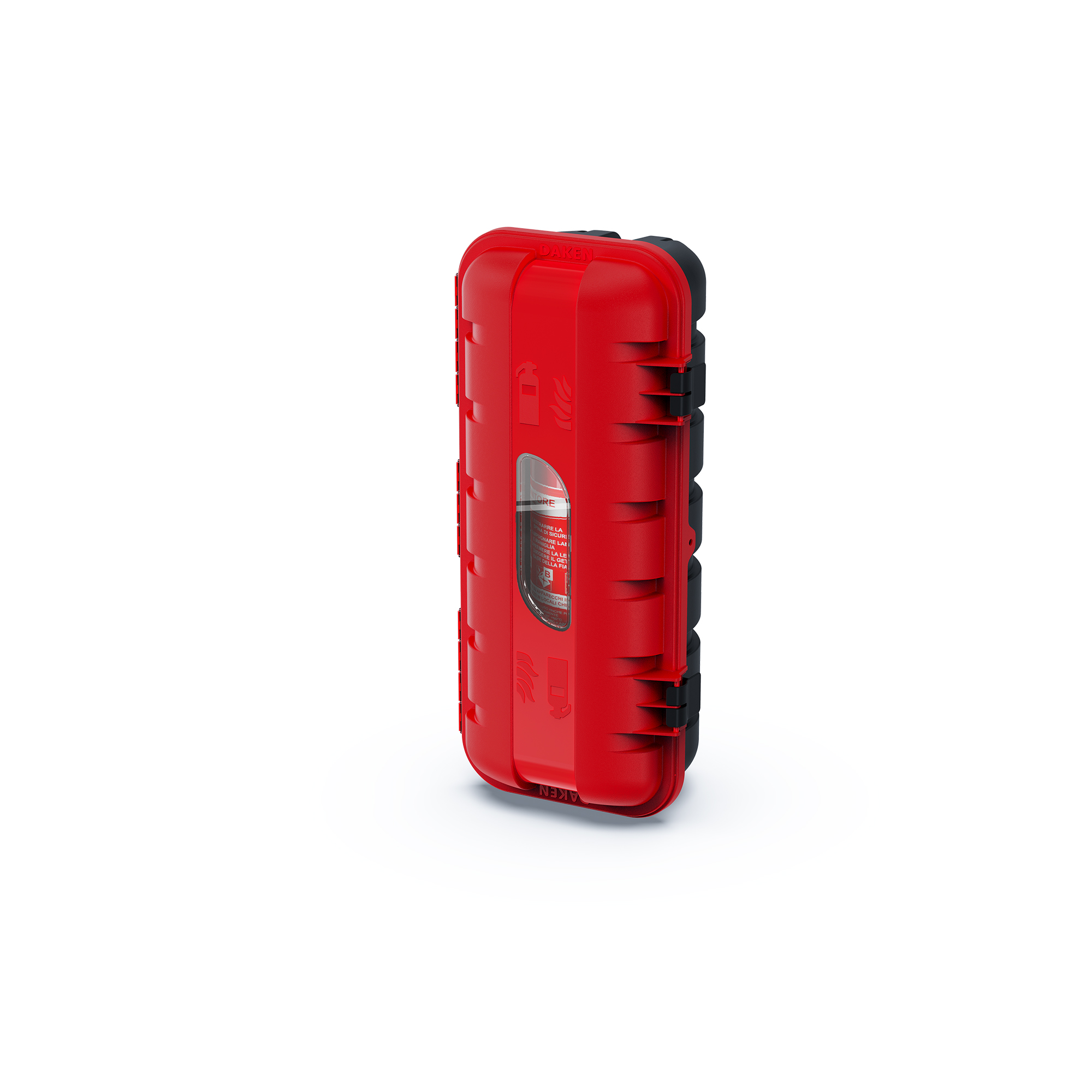 Daken Strike 82520 | Porta estintore per camion in plastica, rosso, con vetro d'ispezione